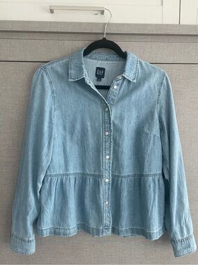 GAP Pale Blue Denim Button-Up Shirt